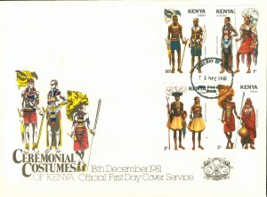 RK12-0005 KENYA #207-210 ON COVER BIN $4.00