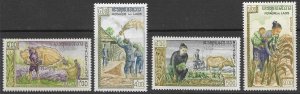 Laos Scott 81-84 MNH FAO Freedom From Hunger Campaign Set of 1963, Rice