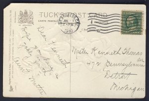 POSTAL HISTORY USA - GENEALOGY Aunt to Nephew Thomas Los Angeles Cal 1910 pc