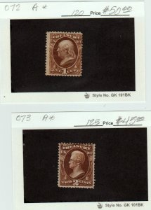 #O72-O73 1¢-2¢ Treasury Department Officials   MINT OGH ⭐⭐⭐⭐⭐