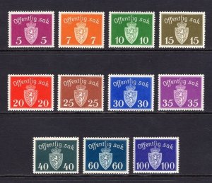 Norway 1937-38 Watermarked Arms Officials #O22-O32 Facit Tj 29-39 VF Mint OG NH