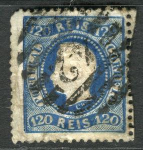 PORTUGAL;    1867 early classic Luis issue fine used 120r. value POSTMARK 42
