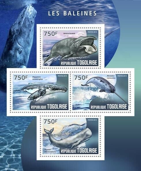 2014 TOGO MNH. WHALES. Yvert&Tellier Code: 3988-3991  | Michel Code: 6021-6024