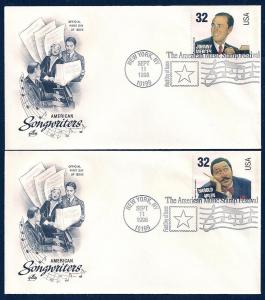 UNITED STATES FDCs (4) 32¢ Songwriters 1996 ArtCraft