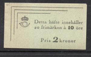 Sweden Sc 399a 1948 10 o King stamp bklt pn of 20 mint NH