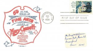 1966 FDC - Mary Cassett, Greatest Woman Painter - Artopages Cachet - F25025