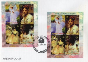 Somalia 2003 John Singer Sargent Paintings Shlt.Perforated+Imperforated FDC