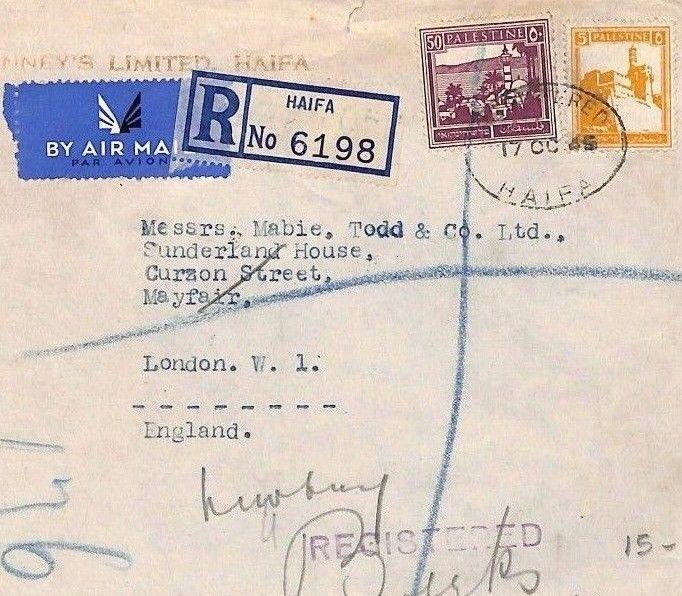 AL85 PALESTINE Cover 1945 *Haifa* GB Air Mail Mayfair London {samwells-covers}