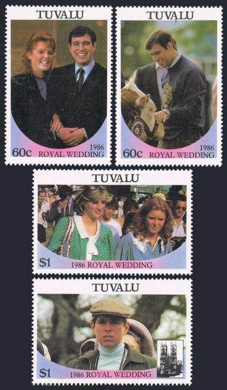 Tuvalu 389-390 ab,MNH.Mi 377-380. Prince Andrew,Sarah Ferguson wedding,1986.