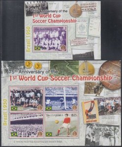 GAMBIA Sc# 2938-9 CPL MNH SHEET of 4, 75th ANN of WORLD CUP SOCCER CHAMPIONSHIP