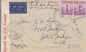1942, APO 923 (Brisbane, Australia) to Detroit, MI, Theater Censor (N4573)