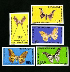 Central African Republic Stamps # 666-70 XF Imperf butterflies OG NH