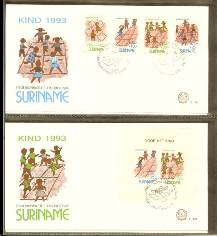 1993 - Rep. Surinam FDC E170+A - Childhood - Games -  Old children's games [L...