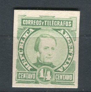 ARGENTINA; 1880s Scarce classic PROOF of Portrait Design 1/4c. on Thick Card