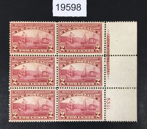 MOMEN: US STAMPS # 372 MINT OG 2LH/4NH PLATE BLOCK OF 6 $280  LOT #19598