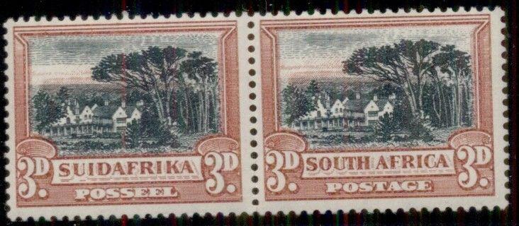 SOUTH AFRICA #38 3p red & black, pair, og, LH, VF, Scott $135.00