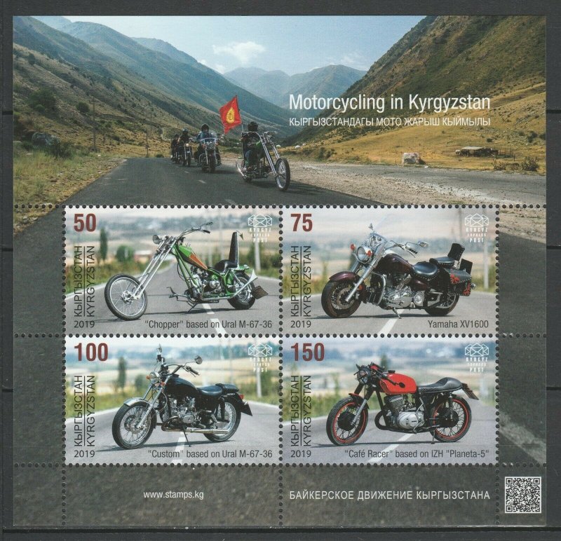 Kyrgyzstan 2019 Motorcycles MNH sheet