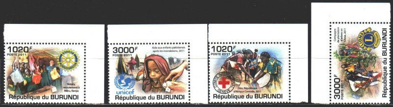 Burundi. 2011. Red Cross, Rotary Club, UNICEF, Lyons Club. MNH.