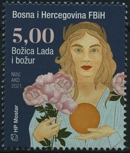 Bosnia & Herzegovina 2021 MNH Myths & Flora Stamps Goddess Lada & Peony 1v Set