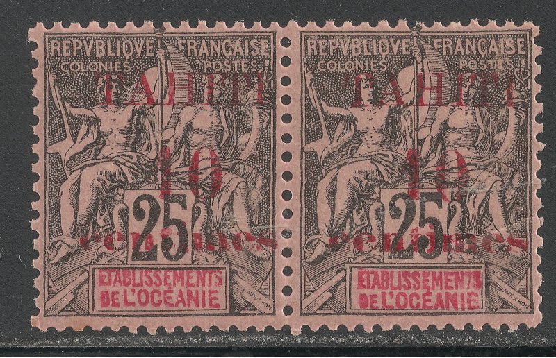 Tahiti #30 VF MNH PAIR - 1903 10c on 25c Peace and Commerce