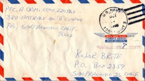 United States Vietnam War Soldier's Free Mail 1966 FPO 96602 U.S. Navy 12867,...