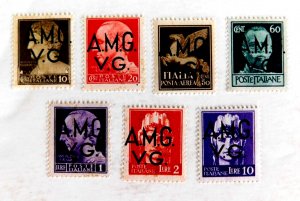 Italy Allied Military Stamps, #1LN1,1a,3,4,5,7 & 9, Mint/OG/F (3 w/gum side tone