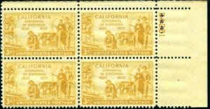 US Stamp #997 MNH - California Statehood Plate Block of 4