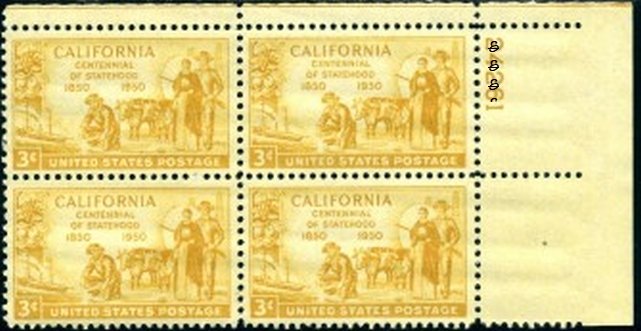 US Stamp #997 MNH - California Statehood Plate Block of 4