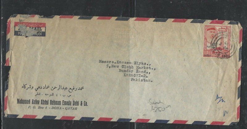 QATAR COVER (P0604B) 1968  EMIR 1R/1R A/M COVER TO PAKISTAN