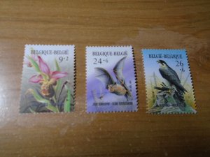 Belgium  #  B1060-62   MNH  Flowers / Bat / Bird