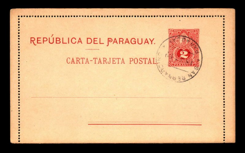Paraguay Late 1800s Reply Card Canceled / Unused - L8353