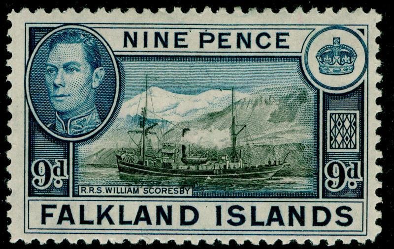 FALKLAND ISLANDS SG157, 9d black & grey-blue, M MINT. Cat £28.