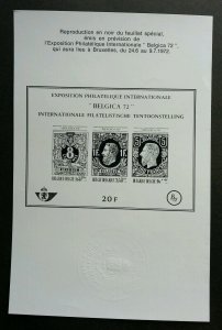 Belgium Stampexhibition BELGICA '72 1970 (ms) MNH *imperf *black print *rare