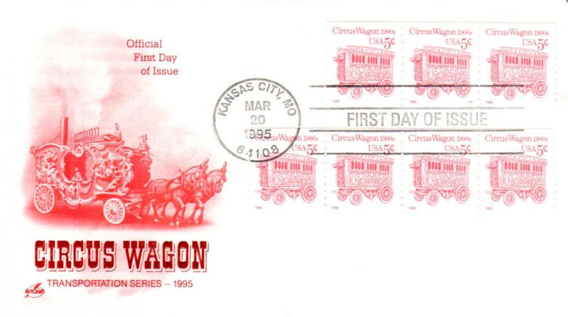 #2452D Circus Wagon 1900s PNC Artcraft FDC