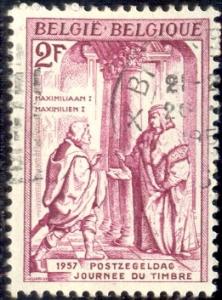 Emperor Maximilian I Rec'ing Letter, Stamp Day 1957, Belgium