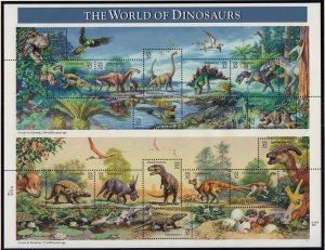 1997 World of Dinosaurs Sc 3136 full sheet of 15 MNH with 15 different designs