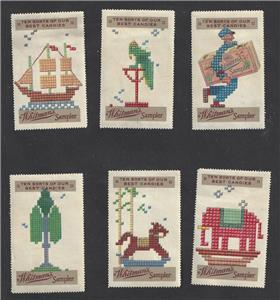 Vintage All 6 Issues Whitman's Sampler Promotional Poster Stamps (AX34)