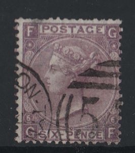 GB 1865 6d plate 6 watermark emblems sg97, odd nibbled perf otherwise very