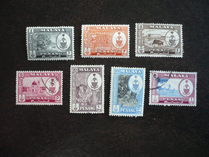 Stamps - Malaya Penang-Scott# 56-59,61,63,64- Mint Hinged & Used Set of 7 Stamps