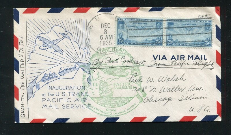 First Flight Guam to San Francisco Trans Pacific Air Mail Cover