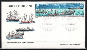 Gabon, Scott cat. 221-222. Shipping Vessels issue. First day cover. ^