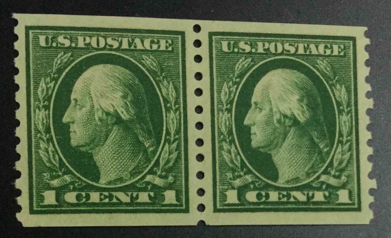 MOMEN: US STAMPS #443 COIL PAIR MINT OG NH LOT #53813