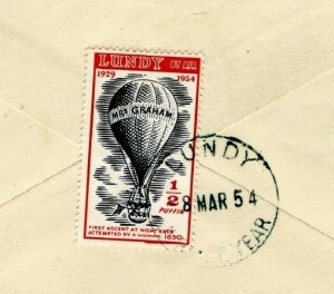 GB Devon Cover LUNDY ½ Puffin Pictorial Stamp Wheathampstead 1954{samwells}PE37