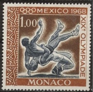 Monaco 680 (mh) 1fr Mexico City Olympics: wrestling (1968)