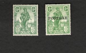 1922 Malta SCOTT #99 & #117 MH stamps