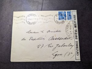 1940 Censored France Cover Brest Finistere to Lyon