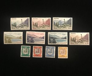 Andorra French Admin , Scott 143-153, complete set of 11,  Scott CV $66.75