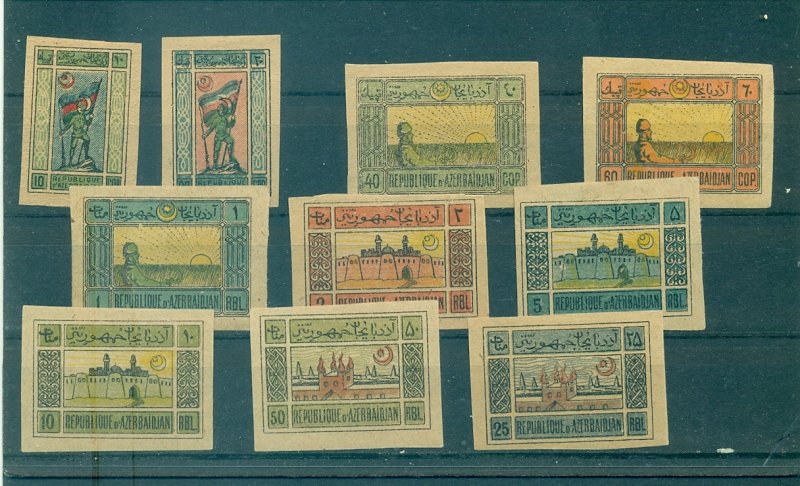 Azerbaijan - Sc# 1-10. 1919 Definitives. Mint. $25.30.