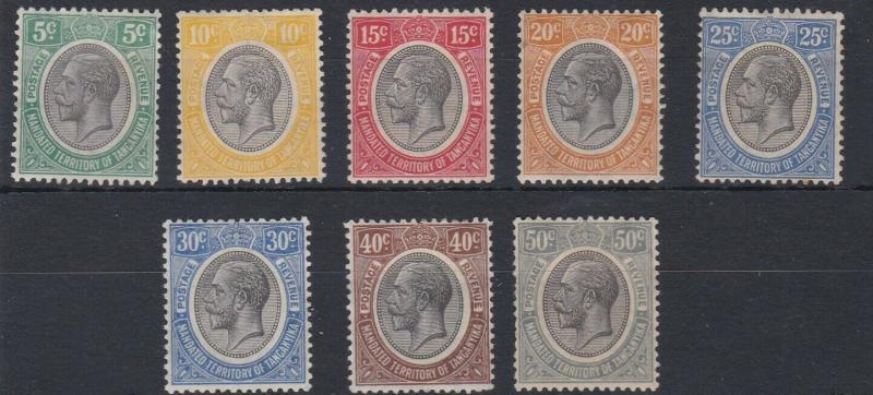 TANGANYIKA 1927 - 31      SG 93 - 100  VARIOUS VALUES TO 50C    MH  CAT £45