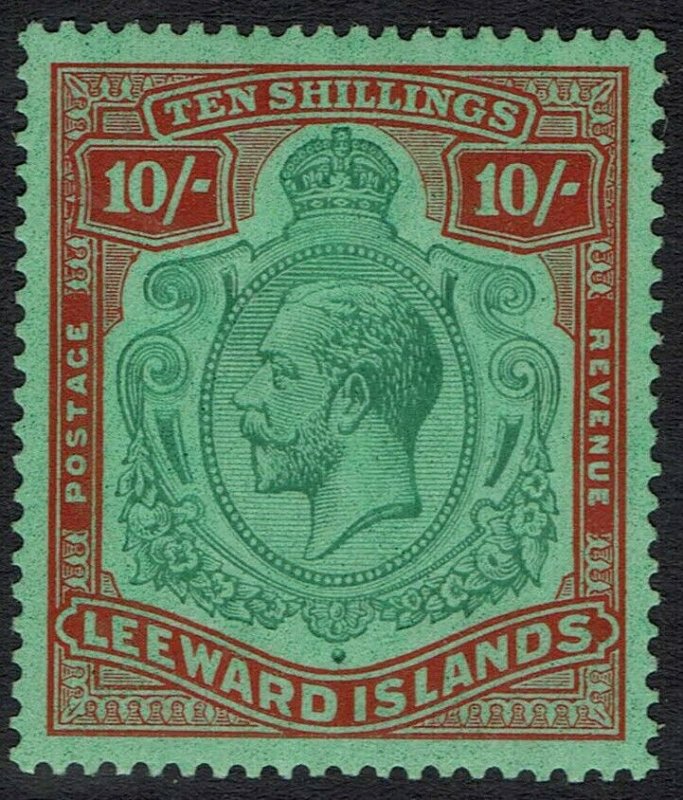 LEEWARD ISLANDS 1921 KGV 10/- WMK MULTI SCRIPT CA